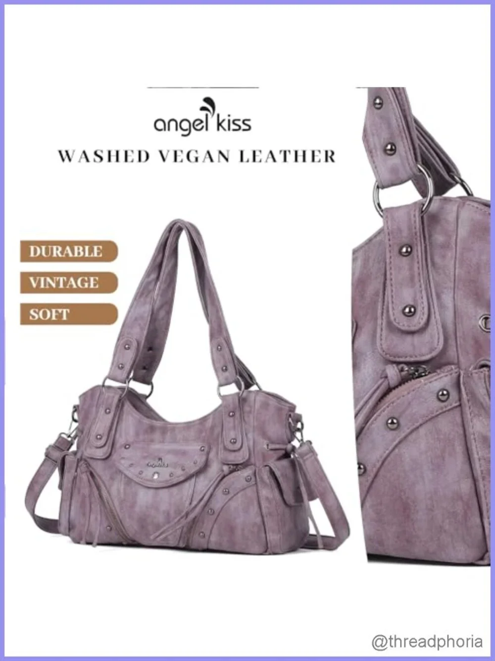 Retro Wash Vegan Leather Hobo Bag Women Shoulder Crossbody Purse